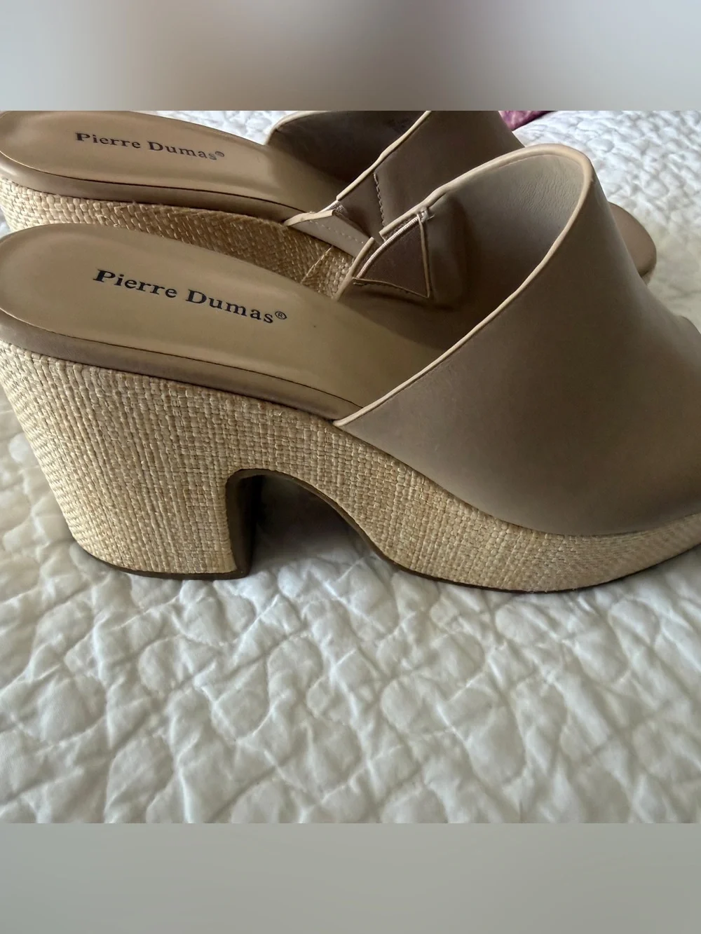 Pierre Dumas Beige Platform Mule Heels
